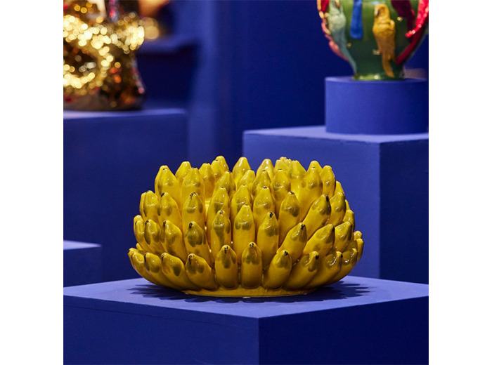 Vase aux bananes jaune céramique 37x37x21cm