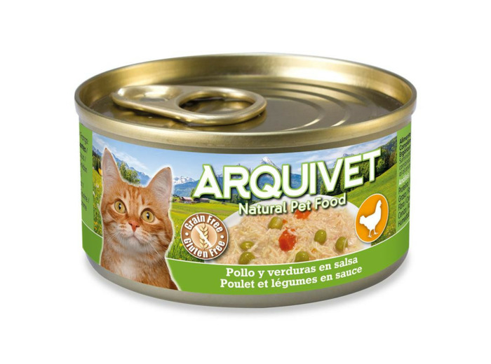ARQUIVET, Poulet en sauce aux légumes pour chat - 80 g