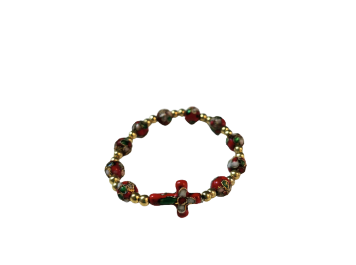 Bracelet Dizainier Elastique Perles Décorée ROUGE