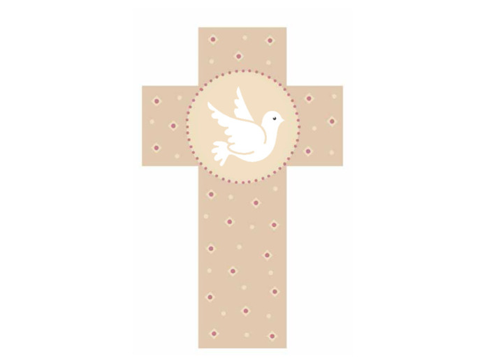 Croix Colombe beige 12cm
