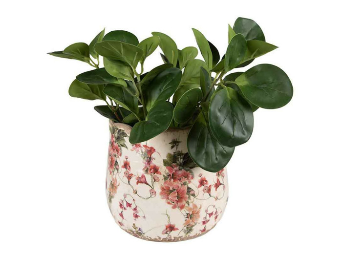 Pot de fleurs rose beige céramique 18x18x16cm