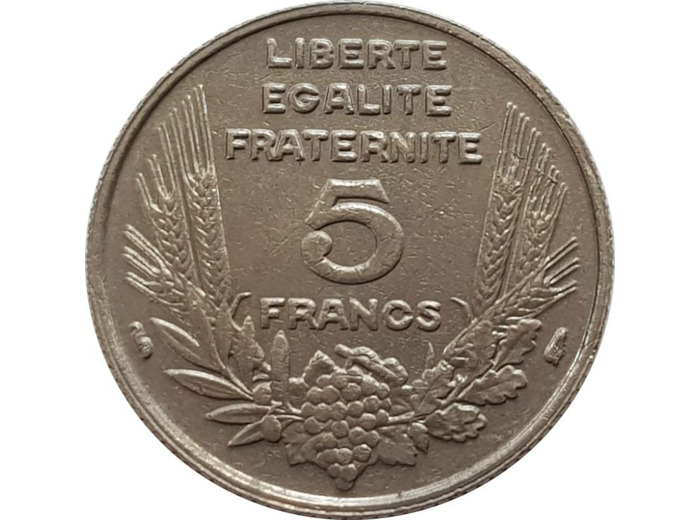 FRANCE 5 FRANCS BAZOR 1933 L.BAZOR serrée TTB