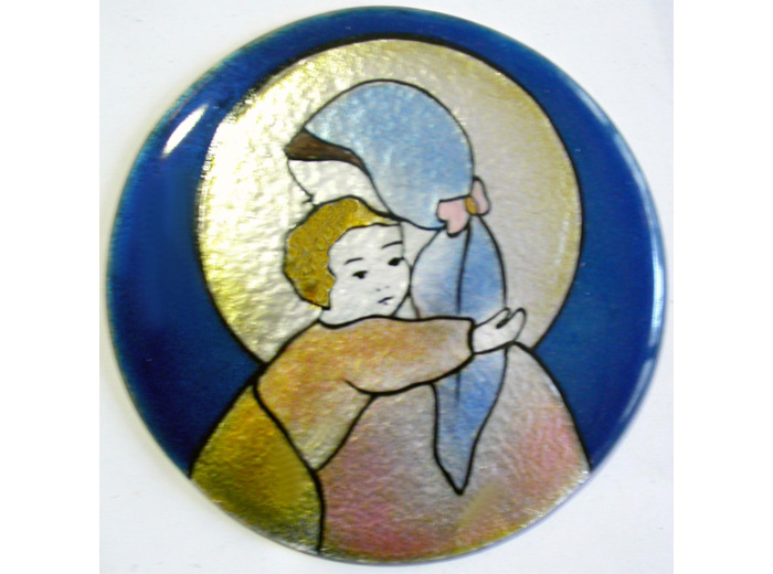Vierge à l'écharpe D8,3cm - EMAUX DU LIBAN