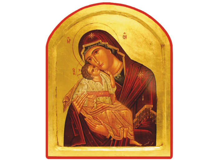 Icône dorée incurvée arrondie 18*23cm - VIERGE TENDRESSE