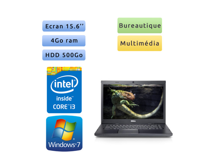 Dell Vostro 3550 - Windows 7 - i3 4GB 500GB - 15.6 - Webcam - Ordinateur Portable
