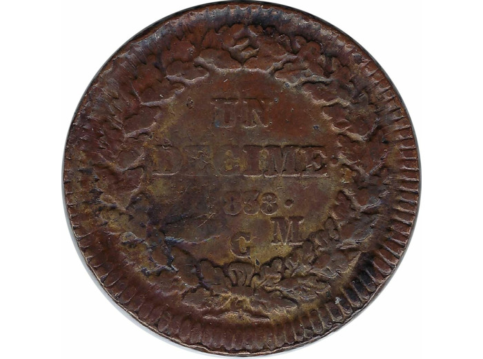 MONACO UN DECIME 1838 MC TB+ N3