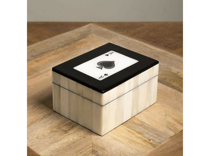 Boîte de 3 Jeux de Cartes Couvercle As Résine 7x10x13cm