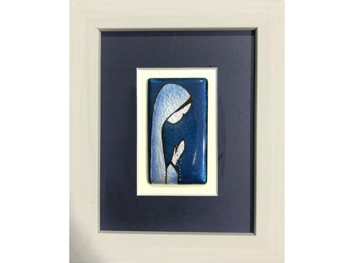 CADRE gris avec VIERGE en PRIERE 10x13cm - EMAUX DU LIBAN