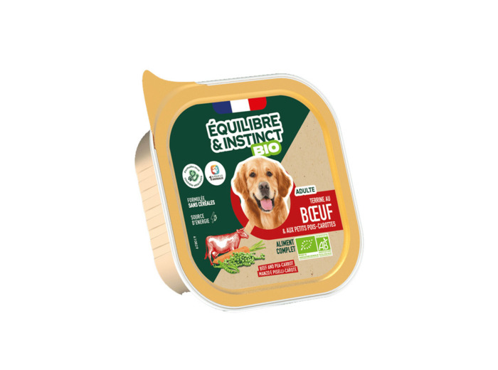 Équilibre & Instinct, Terrine BIO au bœuf et aux petits pois carottes - 150g