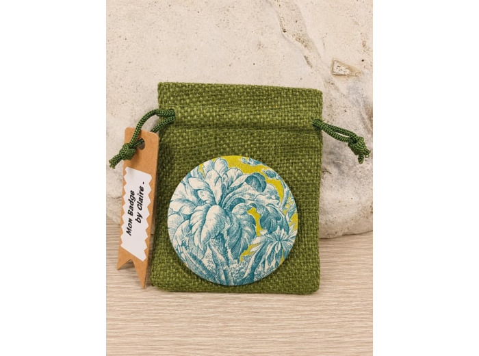 Badge Toile de Jouy feuillage tropical-Création française