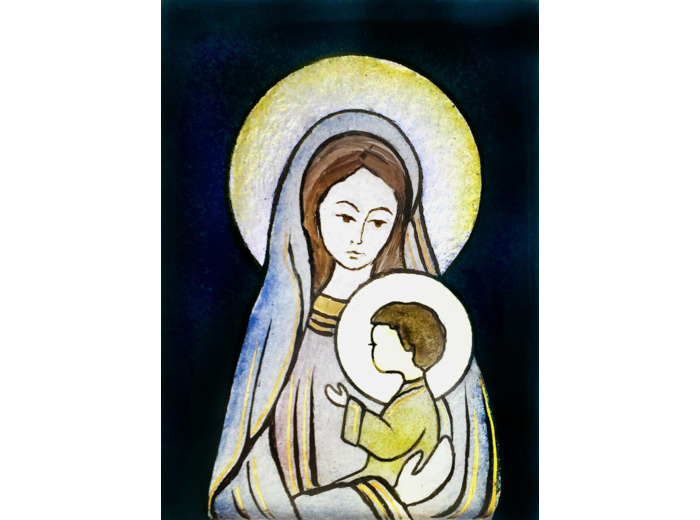 Vierge du souci 9,6X6,8cm - EMAUX DU LIBAN