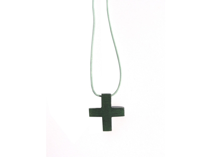Croix pendentif teintée verte 25mm