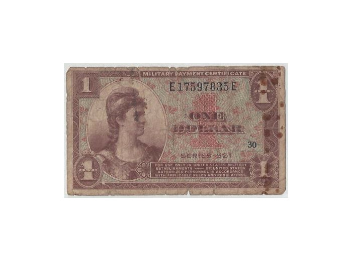 AMERIQUE U.S.A. 1 DOLLAR 1954 MILITARY PAYMENT CERTIFICATE SERIE 521 B+