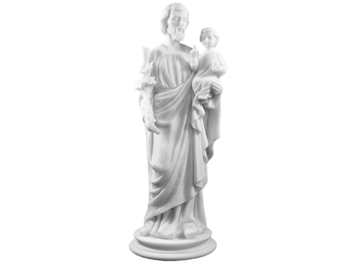 St Joseph - Statue en albâtre 38cm -Blanc