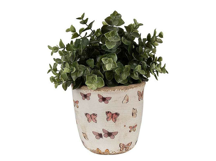 Pot de fleurs céramique beige rose 13x12x12cm