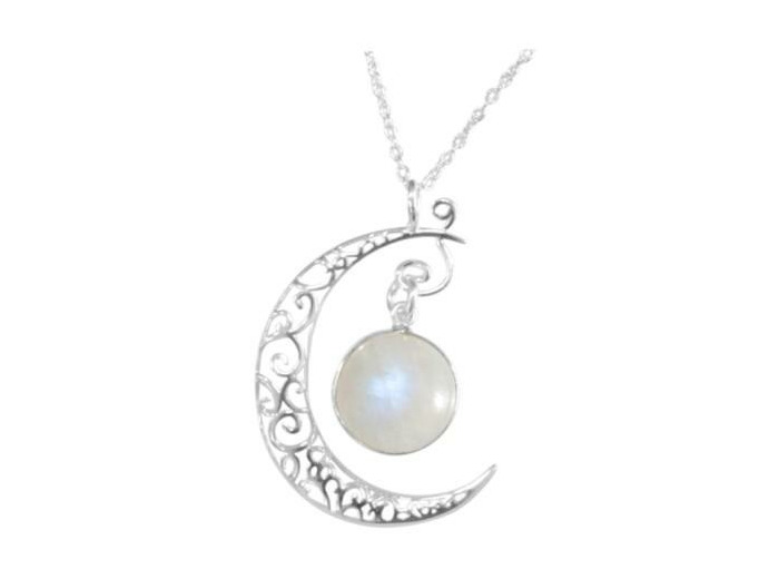 Collier Croissant de Lune avec Pierre de Lune