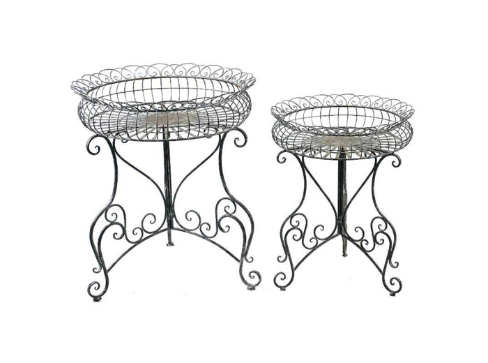 Ensemble de 2 supports jardinières fer ronds