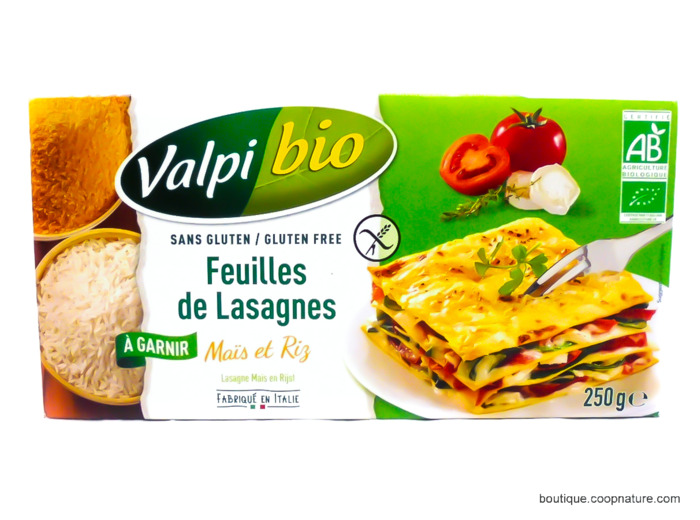 Feuilles de Lasagnes Maïs Riz Sans Gluten Bio 250g