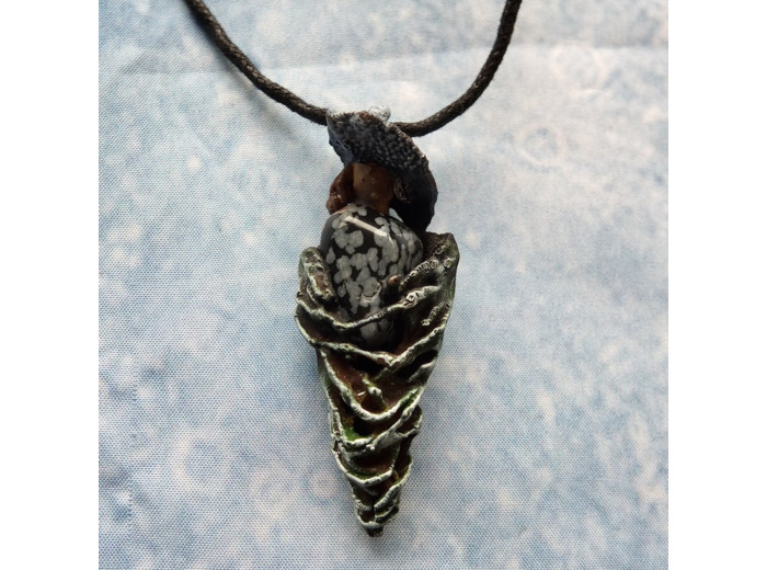 Pendentif "Portefaix" pierre naturelle Jaspe Dalmatien