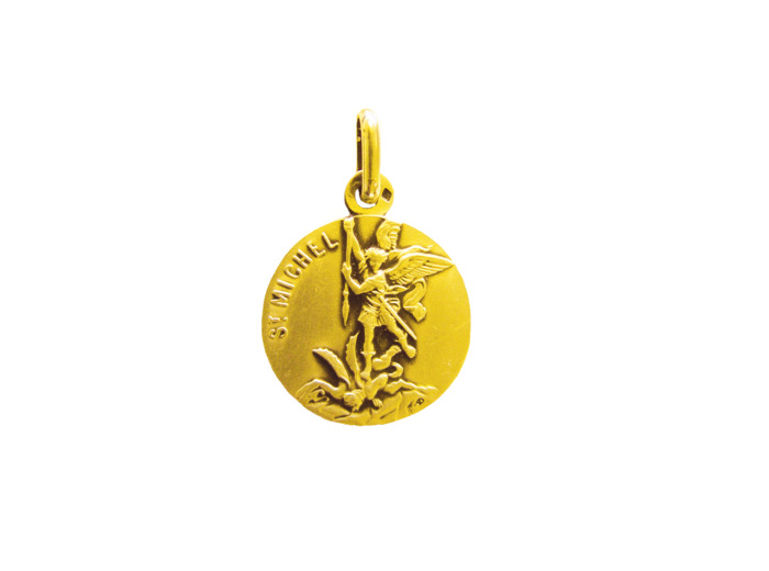 Médaille 18mm en Plaqué Or - SAINT MICHEL