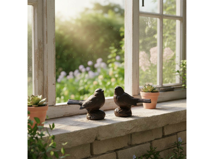 Ensemble 2 oiseaux fonte 10x4x8cm