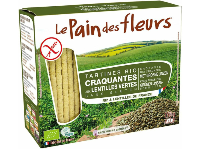 TARTINE CRAQUANTE LENTILLE VERTE 150G Le pain des Fleurs