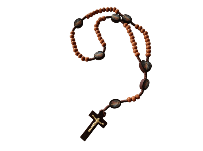 Chapelet Perles en Bois sur Corde - CHRIST MISERICORDIEUX