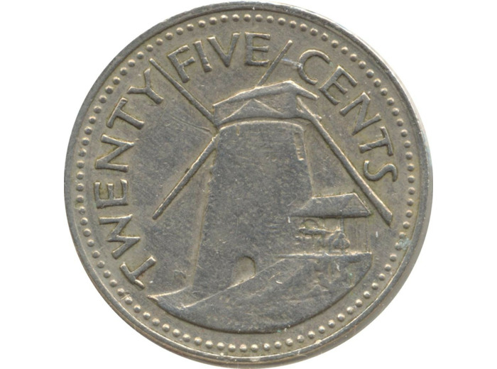 BARBADES 25 CENTS 1973 TTB