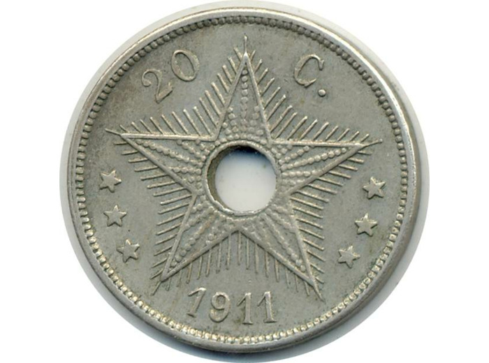 CONGO BELGE 20 CENTS 1911 TTB (W19)