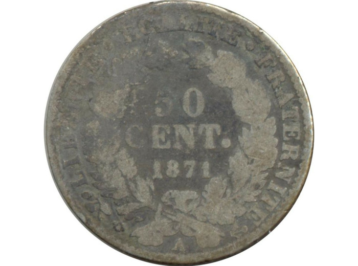 FRANCE 50 CENTIMES CERES 1871 A (Paris) B