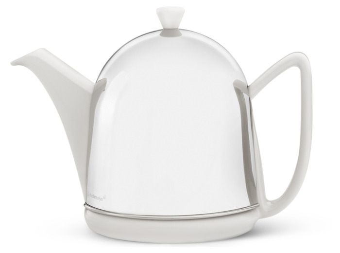 Théière céramique Blanche Cloche Inox 0,5L Bredemeijer