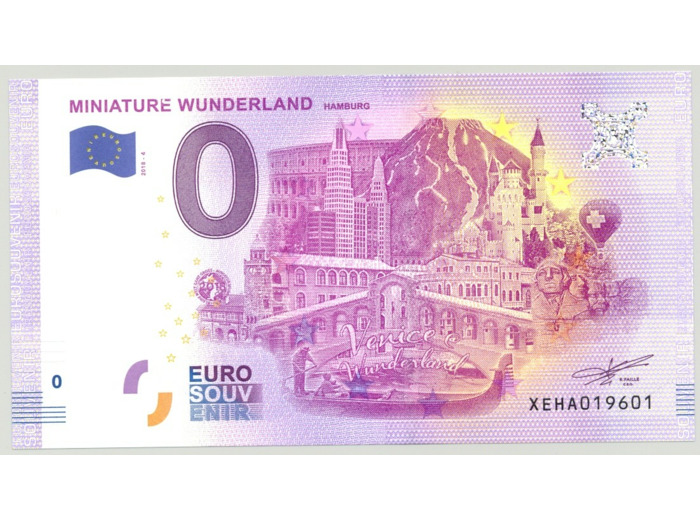 ALLEMAGNE 2018-4 MINIATURE WUNDERLAND FAUTE BILLET SOUVENIR 0 EURO NEUF