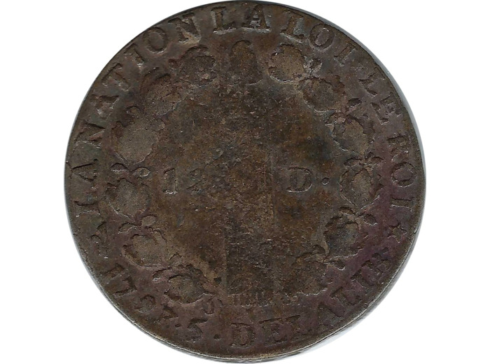 LOUIS XVI 12 DENIERS 1793 (3/1) AN 5 W (Lille) TB (G15)