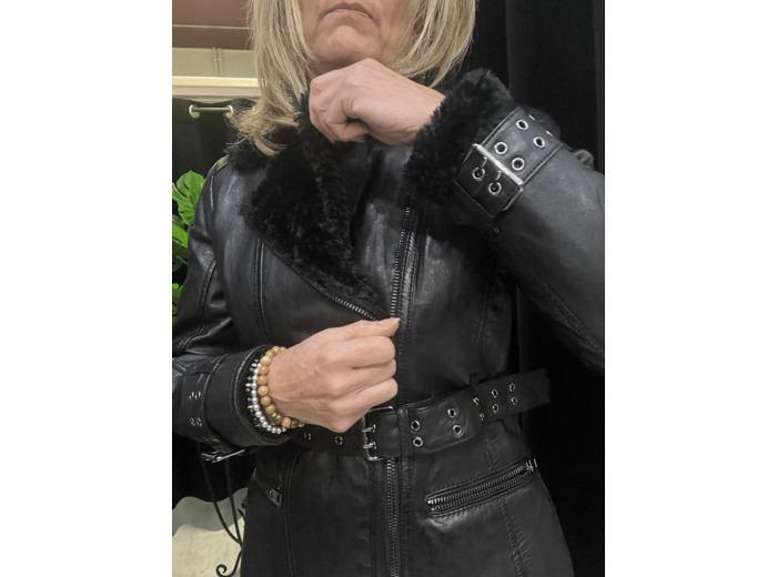 VF229 Veste femme doublé cuir noir
