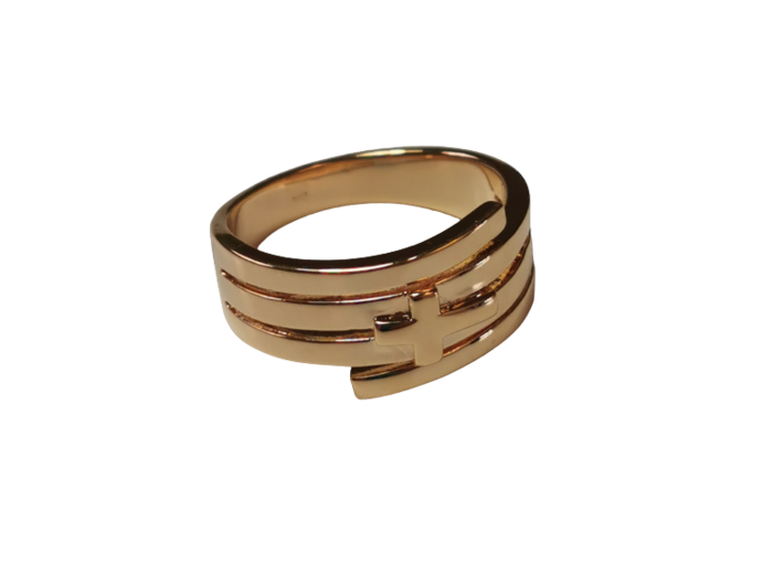 Bague Multi-Rangs en Plaqué Or Taille 52 - CROIX
