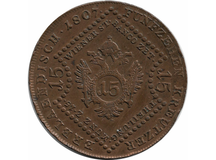 AUTRICHE 15 KREUZER 1807 S TTB+