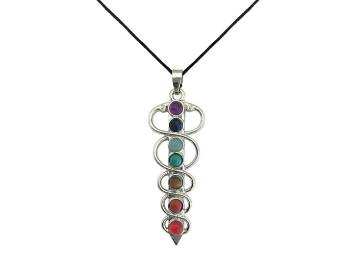 Pendentif Caducée 7 Chakras