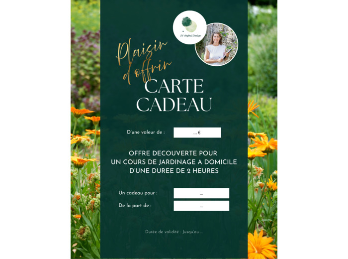 Carte Cadeau : Cours de jardinage à domicile