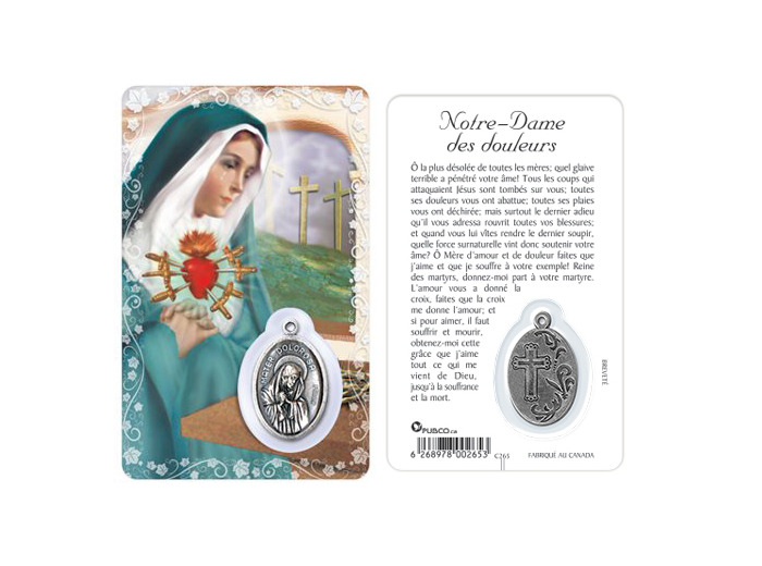 Carte-prière avec insertion  NOTRE DAME DES 7 DOULEURS