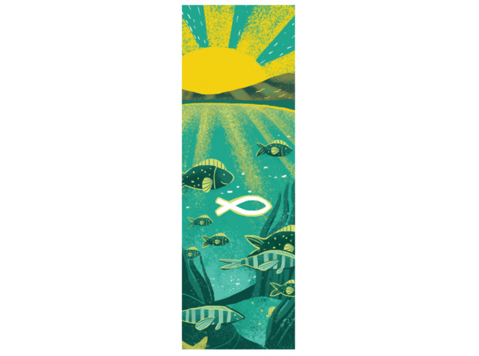Signet Plastifié 18.5x4.5cm Ichtus + Prières Français/Anglais