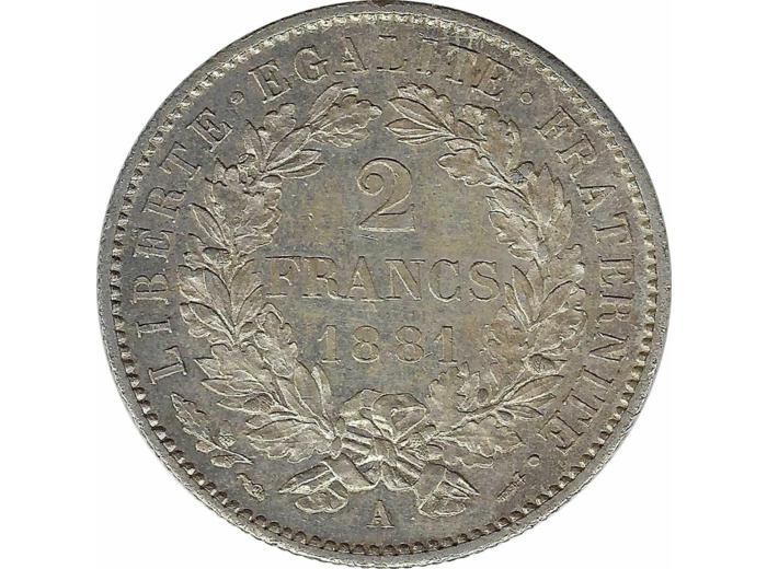 FRANCE 2 FRANCS CERES 1881 A (Paris) SUP