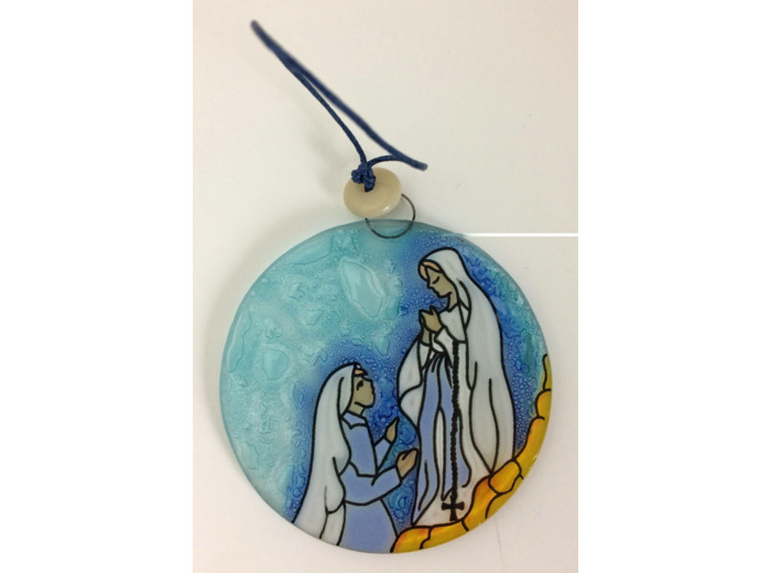 Médaillon verre diamètre 7cm- APPARITION DE LOURDES