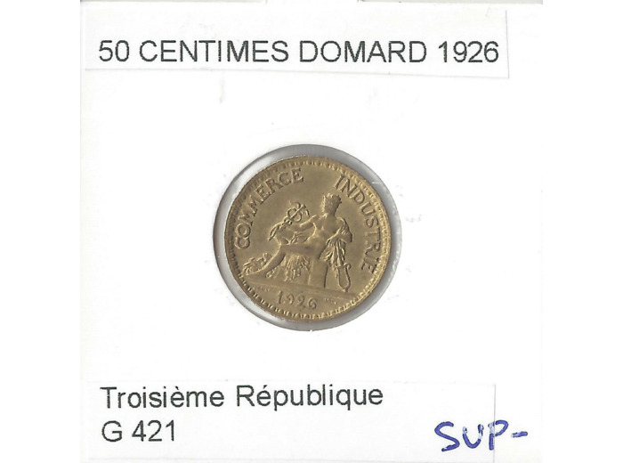 FRANCE 50 CENTIMES DOMARD 1926 SUP-