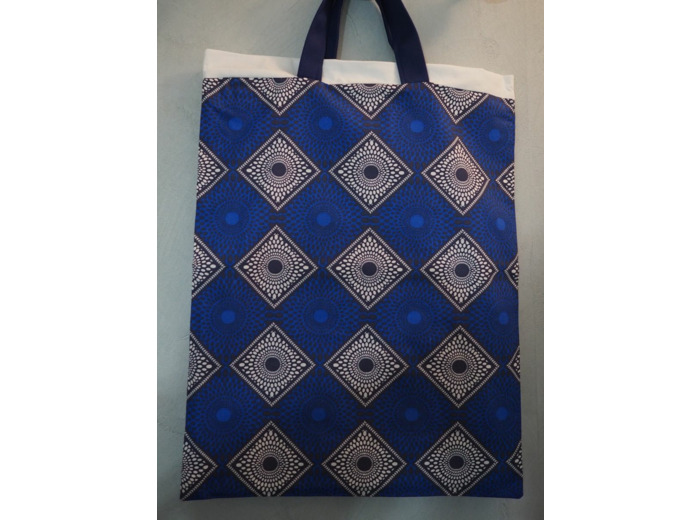 SAC TOTE BAG BLEU ET BLANC AVEC GRANDES ET PETITES ANSES