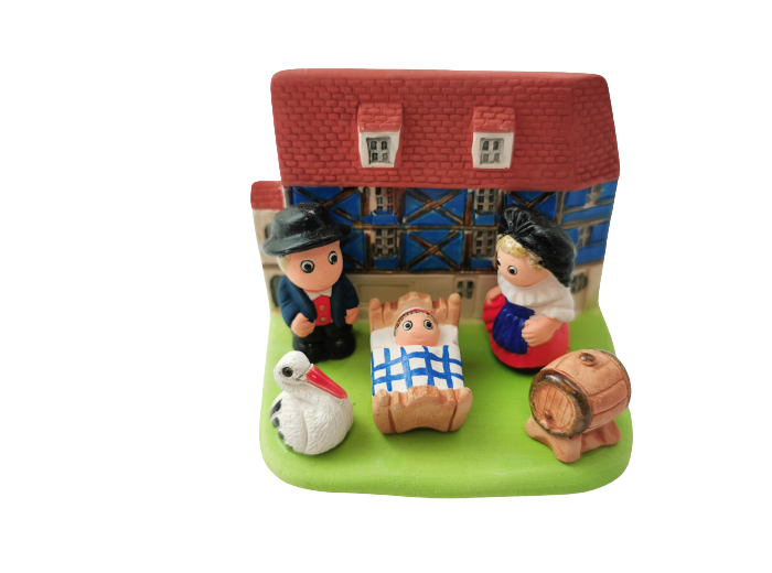CRECHE en céramique BLOC 8x7cm- ALSACE