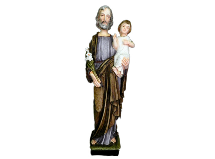 St Joseph résine 33cm polychrome peinte main