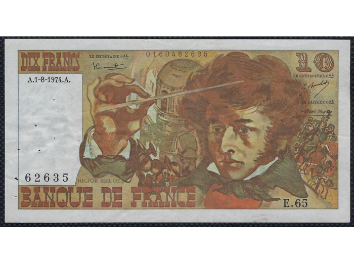 FRANCE 10 FRANCS BERLIOZ 1-8-1974 E.65 TTB+