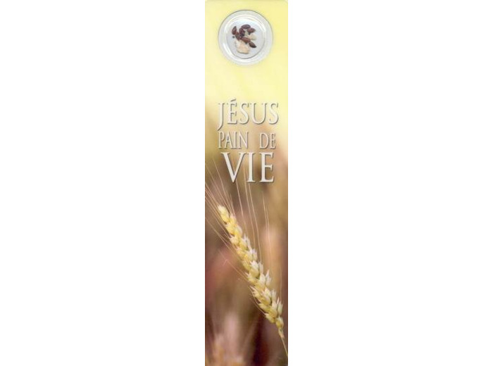 Signet plastifié avec médaille- JESUS PAIN DE VIE