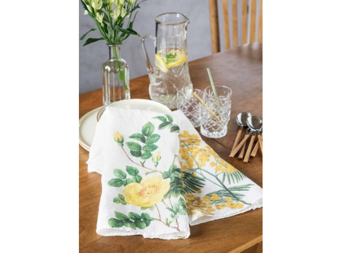 Torchon en lin bio mimosa ou rose