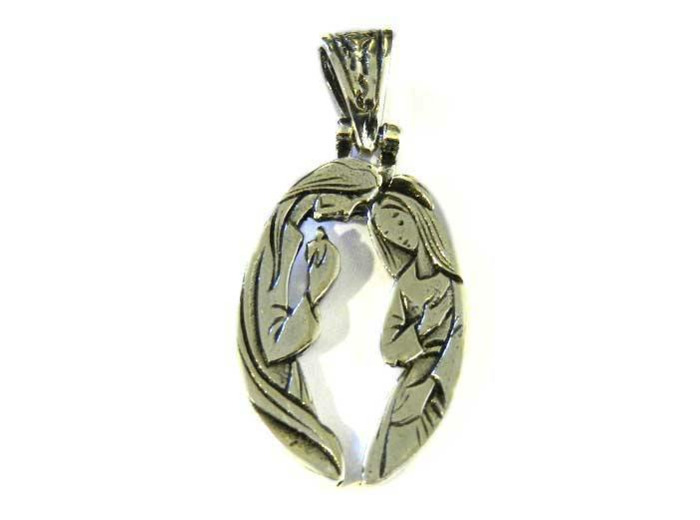 Médaille Ajourée en Argent 925- 22mm - JESUS/MARIE